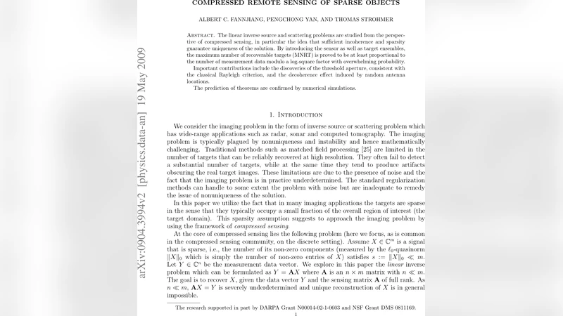 Compressed Remote Sensing of Sparse Objects