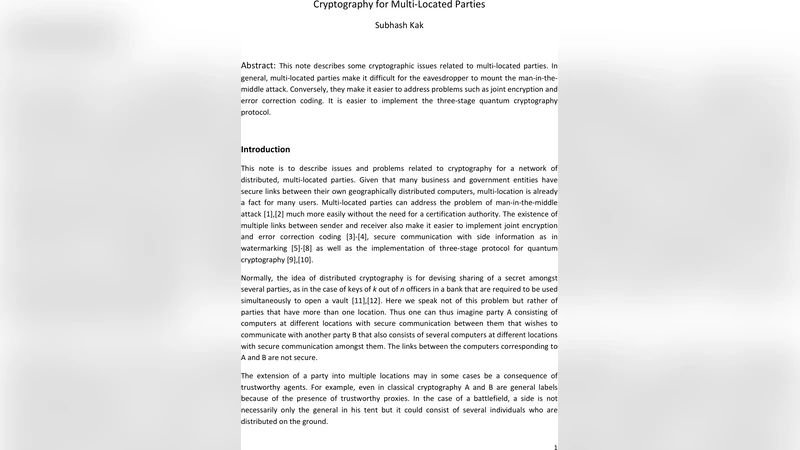 Cryptography for Multi-Located Parties