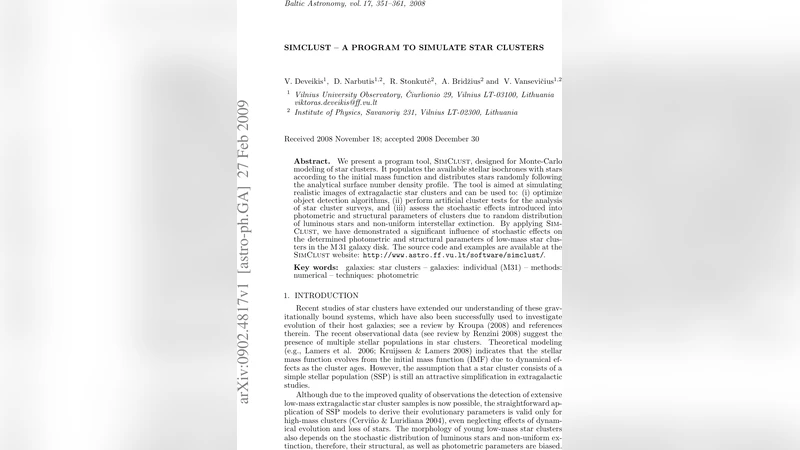 SimClust - A Program to Simulate Star Clusters