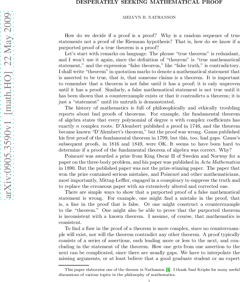 Desperately seeking mathematical proof