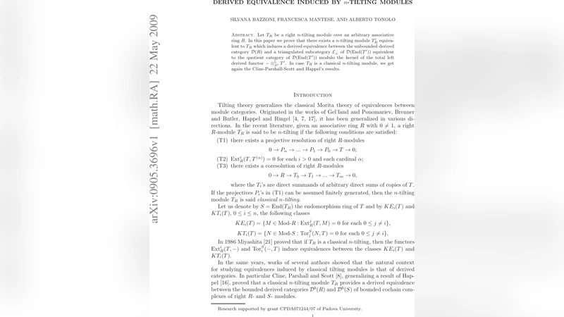 Derived Equivalence induced by $n$-tilting modules