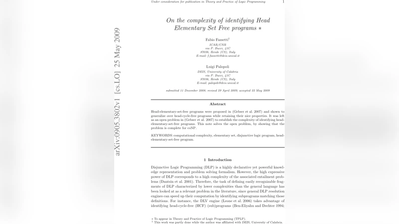 On the complexity of identifying Head Elementary Set Free programs