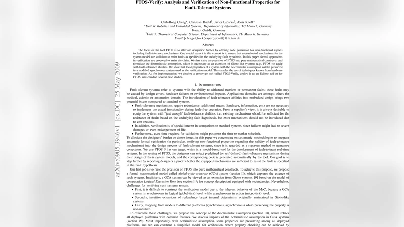 FTOS-Verify: Analysis and Verification of Non-Functional Properties for   Fault-Tolerant Systems