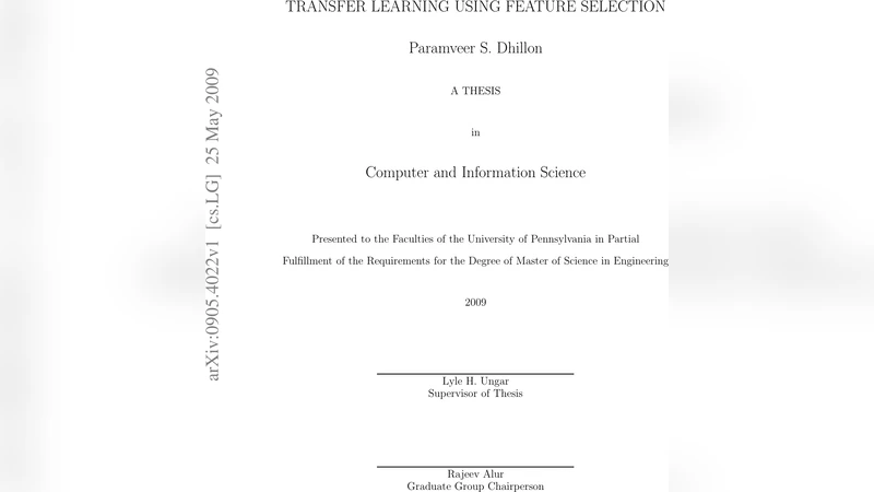 Transfer Learning Using Feature Selection