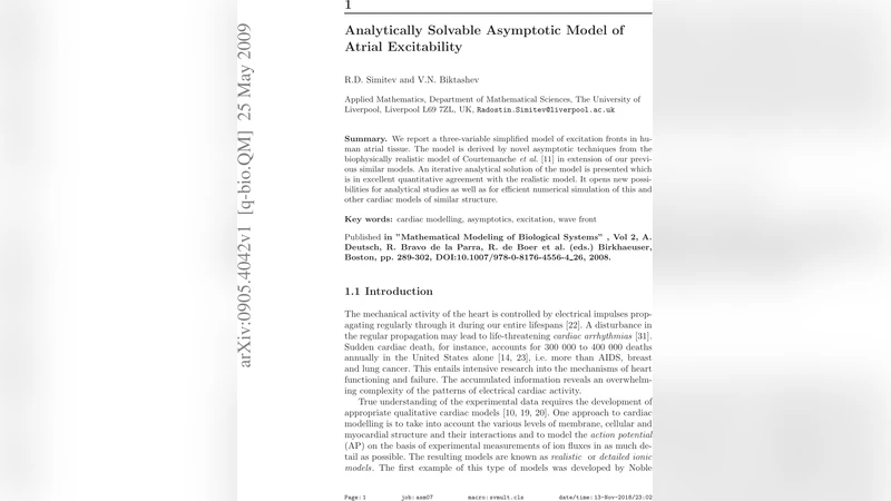 Analytically Solvable Asymptotic Model of Atrial Excitability