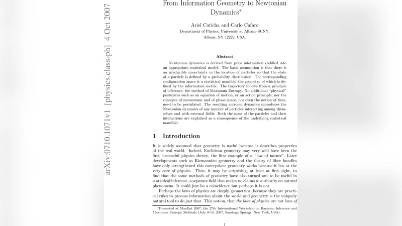 From Information Geometry to Newtonian Dynamics