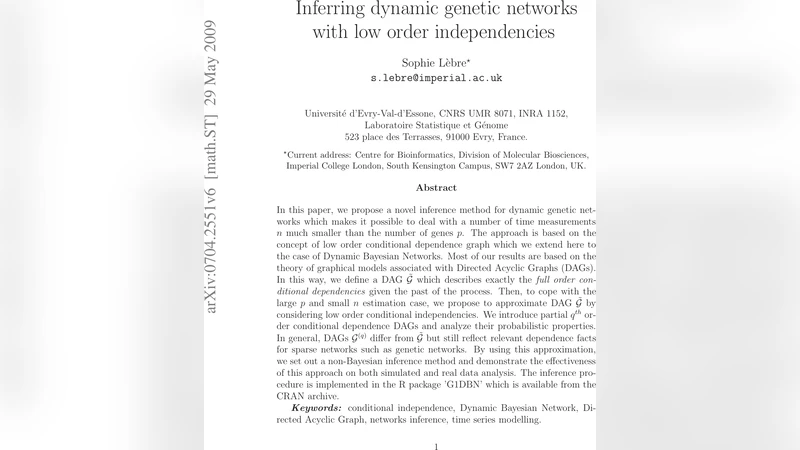 Inferring dynamic genetic networks with low order independencies