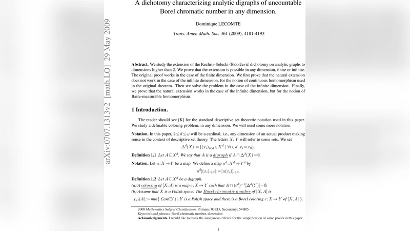 A dichotomy characterizing analytic digraphs of uncountable Borel   chromatic number in any dimension