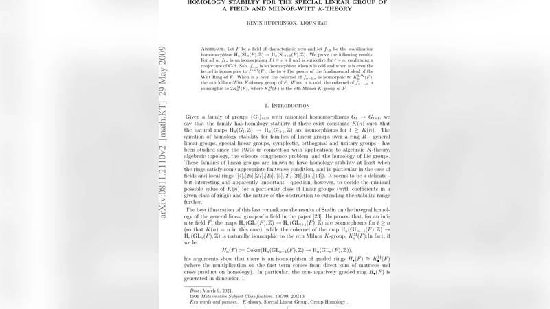 Homology stability for the special linear group of a field and   Milnor-Witt K-theory