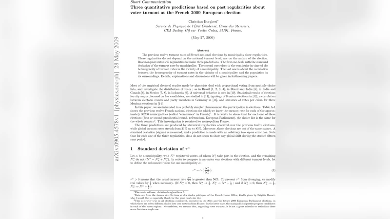 Three quantitative predictions based on past regularities about voter   turnout at the French 2009 European election