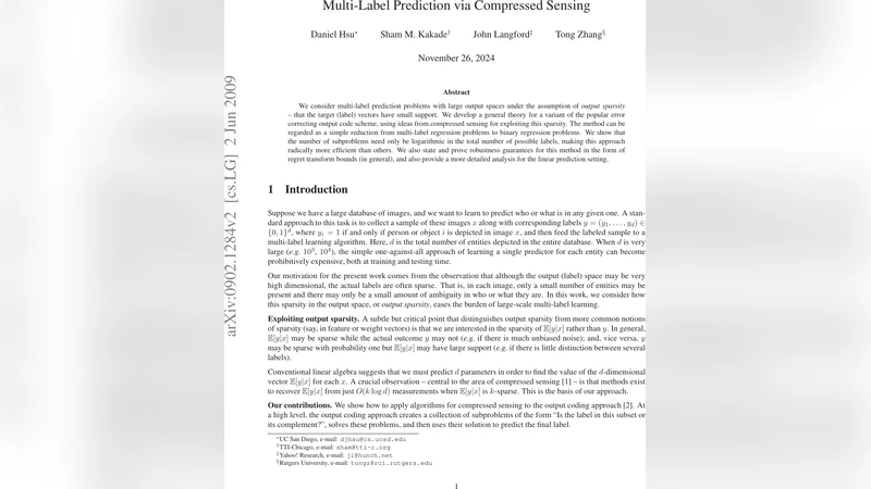 Multi-Label Prediction via Compressed Sensing