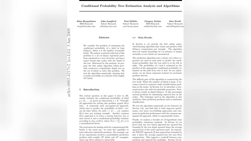Conditional Probability Tree Estimation Analysis and Algorithms