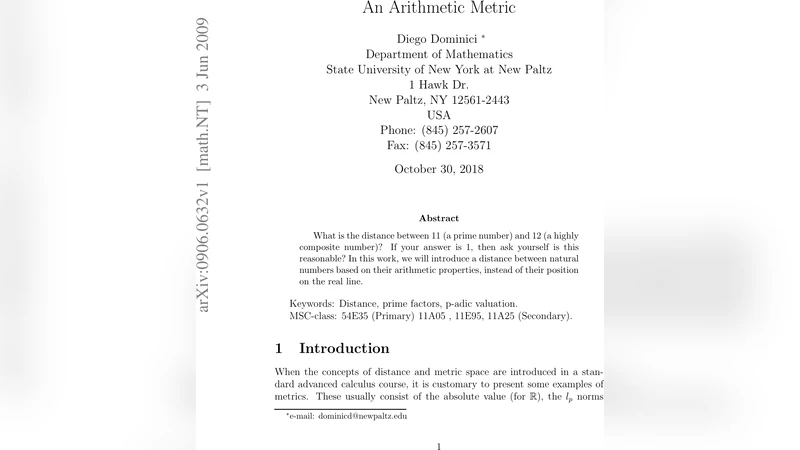 An Arithmetic Metric