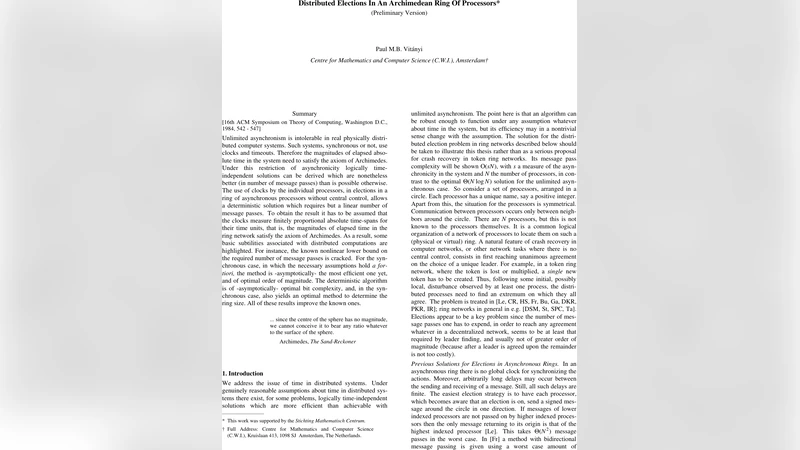 Distributed elections in an Archimedean ring of processors