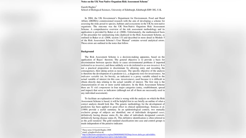 Notes on the UK Non-Native Organism Risk Assessment Scheme
