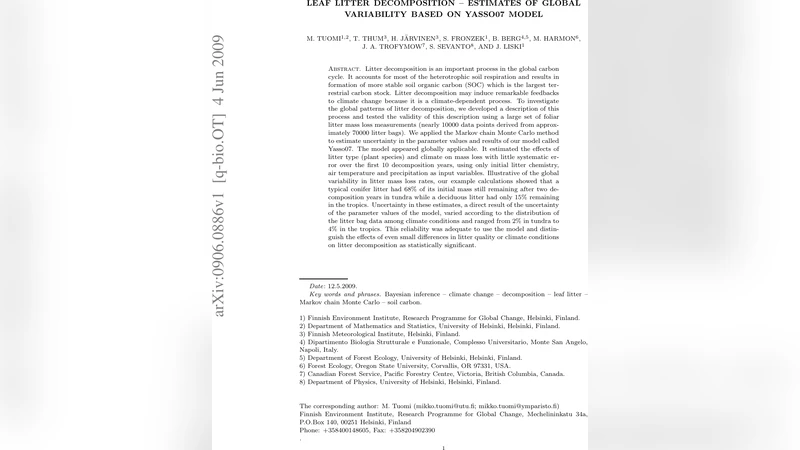 Leaf litter decomposition -- Estimates of global variability based on   Yasso07 model