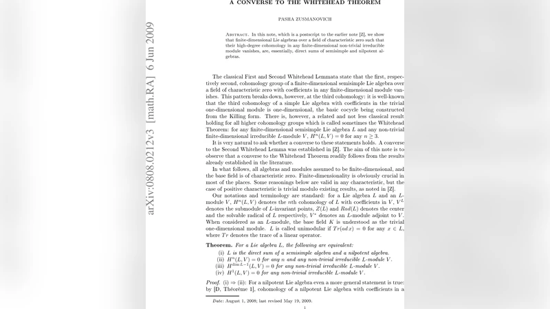 A converse to the Whitehead Theorem