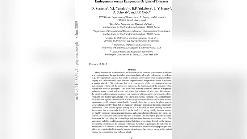 Endogenous versus Exogenous Origins of Diseases