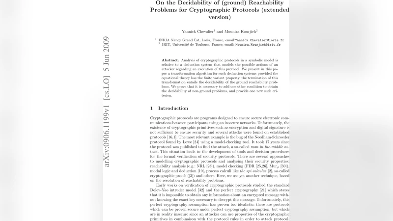 On the Decidability of (ground) Reachability Problems for Cryptographic   Protocols (extended version)