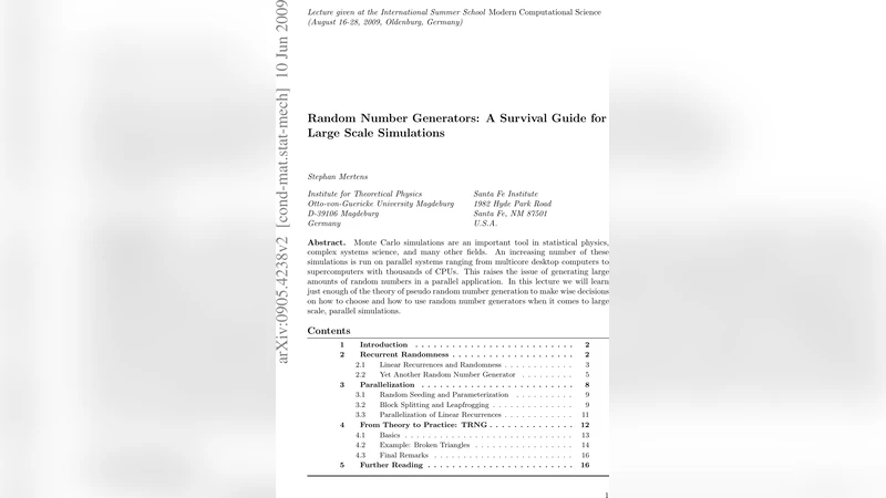 Random Number Generators: A Survival Guide for Large Scale Simulations