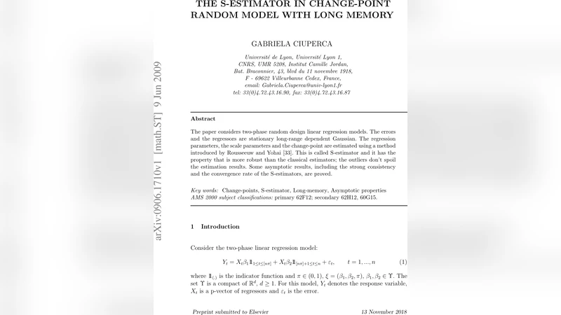 The S-Estimator in Change-Point Random Model with Long Memory