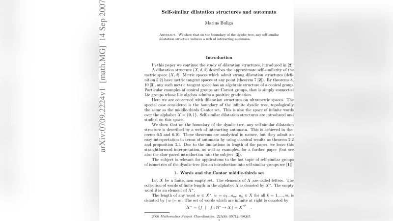 Self-similar dilatation structures and automata