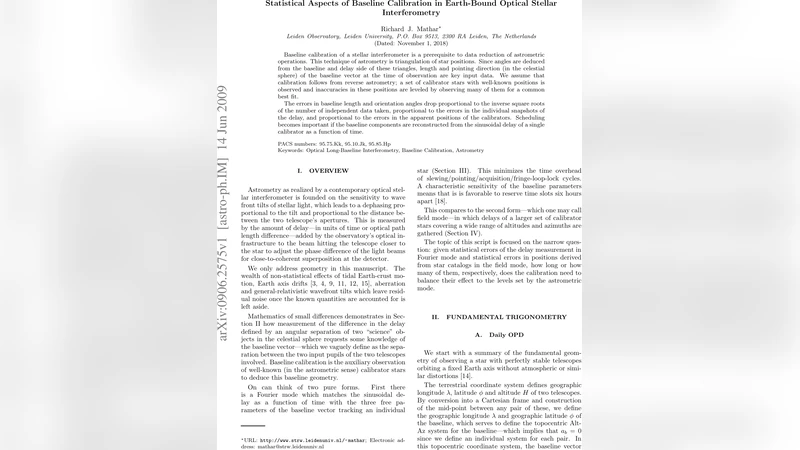 Statistical Aspects of Baseline Calibration in Earth-Bound Optical   Stellar Interferometry