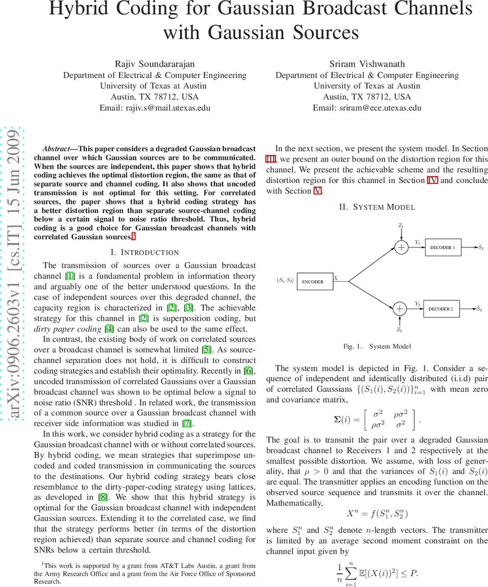 Hybrid Coding for Gaussian Broadcast Channels with Gaussian Sources