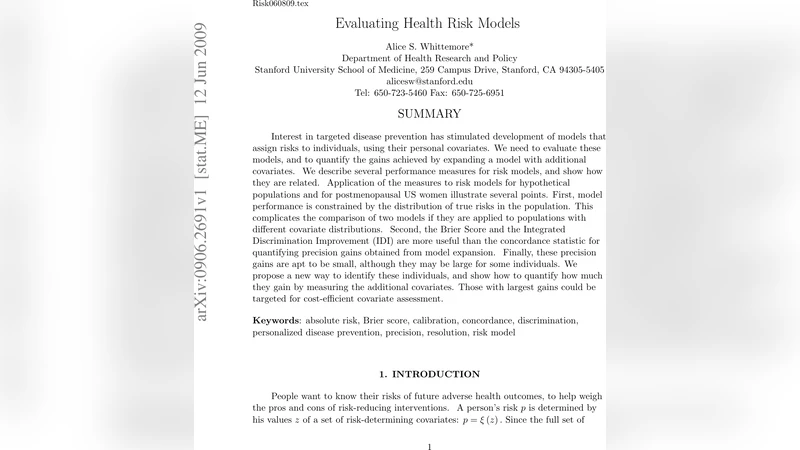 Evaluating Health Risk Models