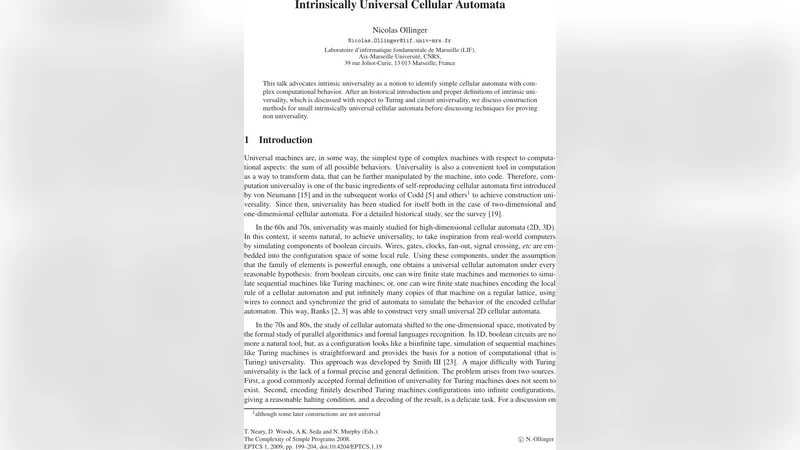 Intrinsically Universal Cellular Automata