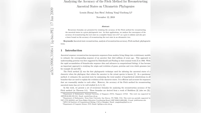 Analyzing the Accuracy of the Fitch Method for Reconstructing Ancestral   States on Ultrametric Phylogenies