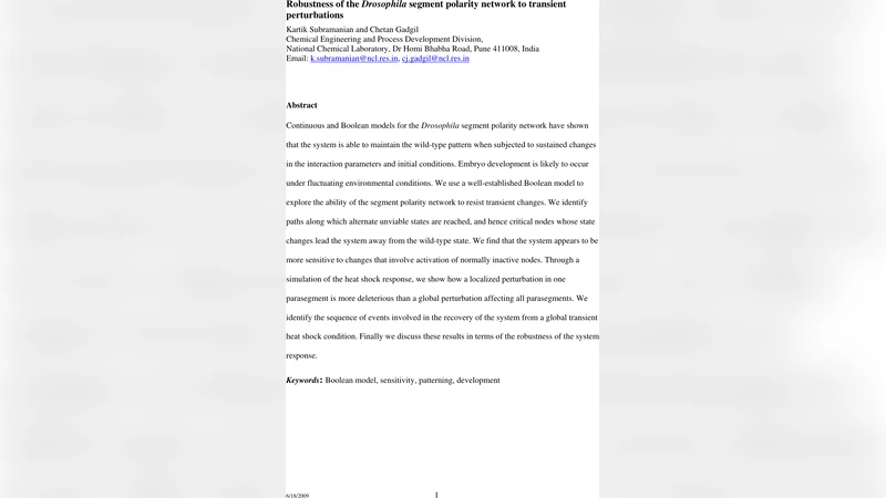 Robustness of the Drosophila segment polarity network to transient   perturbations