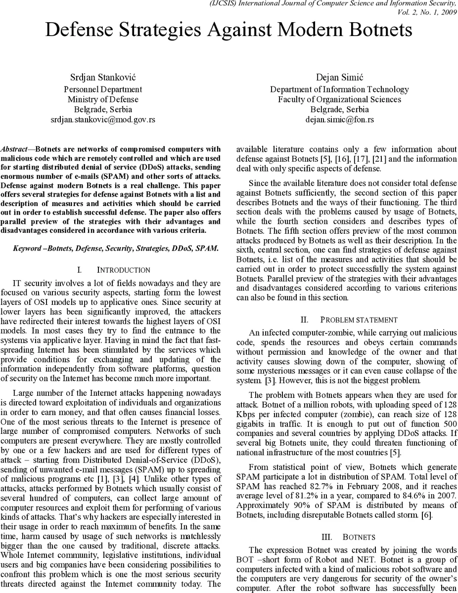 Defense Strategies Against Modern Botnets