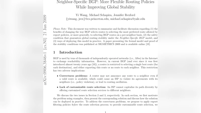 Neighbor-Specific BGP: More Flexible Routing Policies While Improving   Global Stability