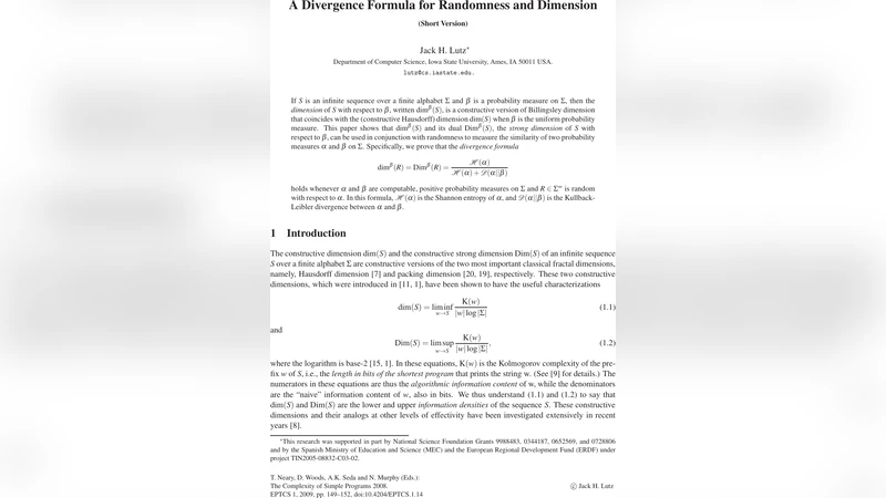 A Divergence Formula for Randomness and Dimension (Short Version)