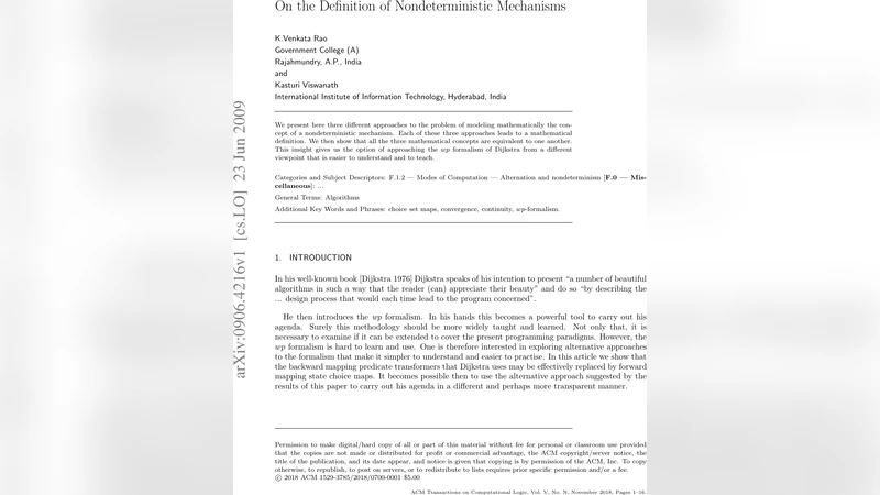 On the Definition of Non-deterministic Mechanisms
