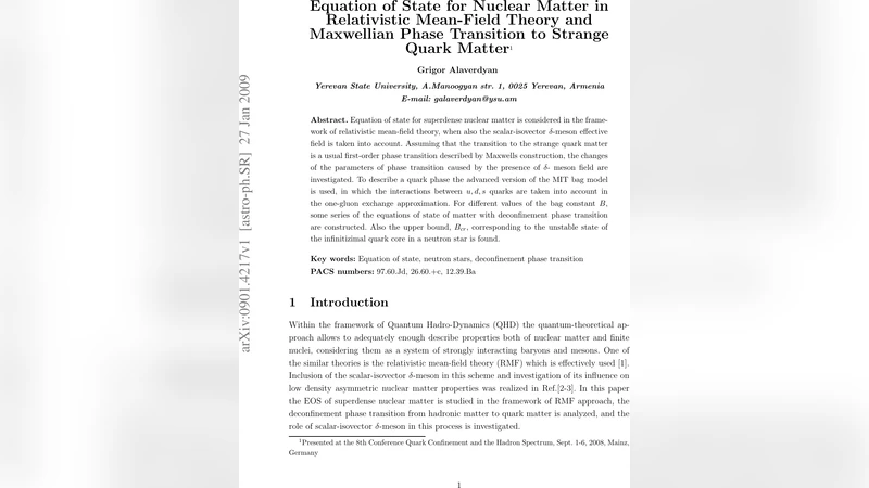 Equation of state for nuclear matter in relativistic mean-field theory   and Maxwellian phase transition to strange quark matter