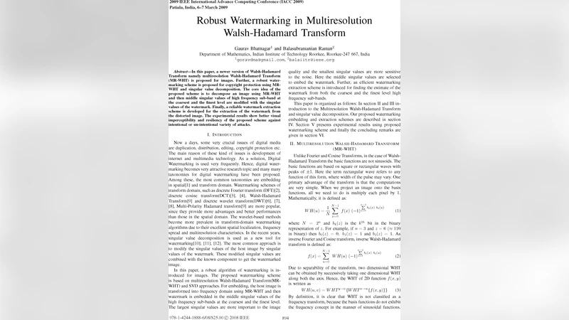Robust Watermarking in Multiresolution Walsh-Hadamard Transform