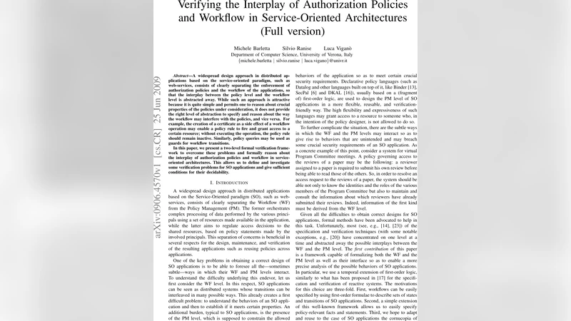 Verifying the Interplay of Authorization Policies and Workflow in   Service-Oriented Architectures (Full version)
