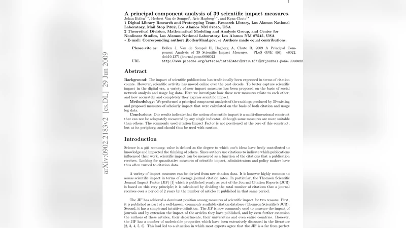 A principal component analysis of 39 scientific impact measures