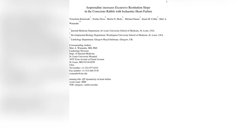 Isoprenaline increases Excursive Restitution Slope in the Conscious   Rabbit with Ischaemic Heart Failure