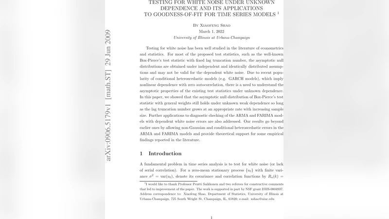 Testing for white noise under unknown dependence and its applications to   goodness-of-fit for time series models