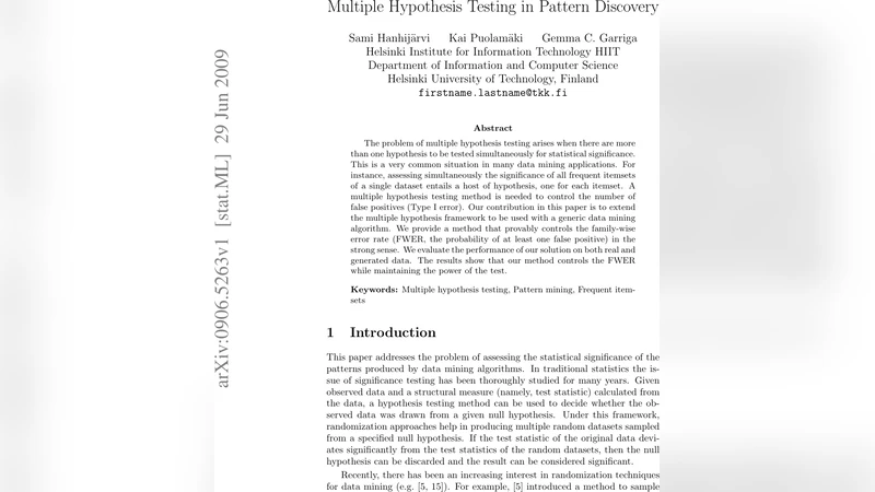 Multiple Hypothesis Testing in Pattern Discovery