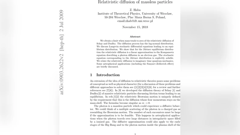 Relativistic diffusion of massless particles
