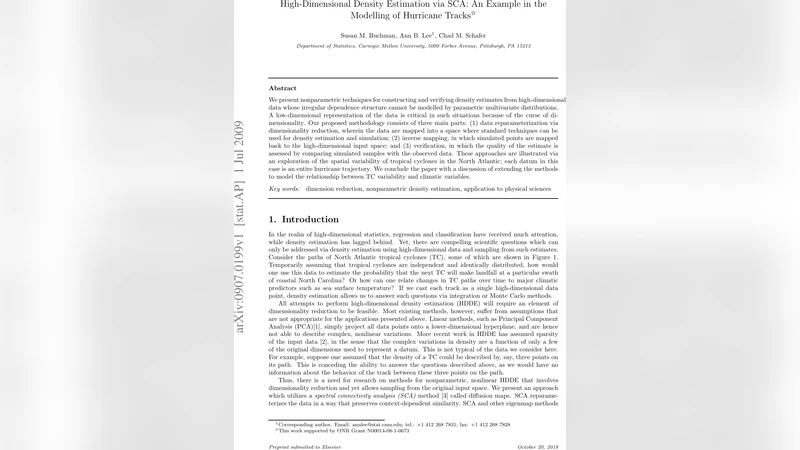 High-Dimensional Density Estimation via SCA: An Example in the Modelling   of Hurricane Tracks