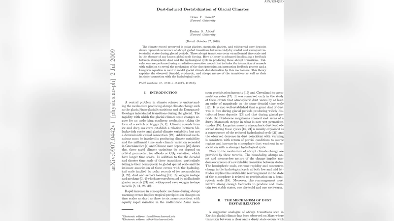 Dust-Induced Destabilization of Glacial Climates