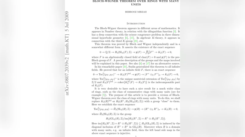 Bloch-Wigner theorem over rings with many units