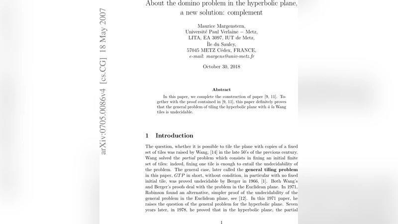About the domino problem in the hyperbolic plane, a new solution:   complement