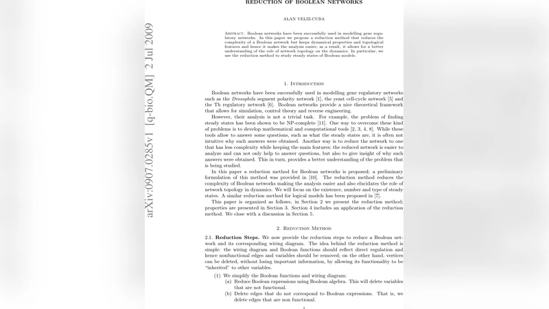 Reduction of Boolean Networks