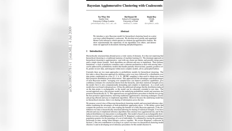 Bayesian Agglomerative Clustering with Coalescents
